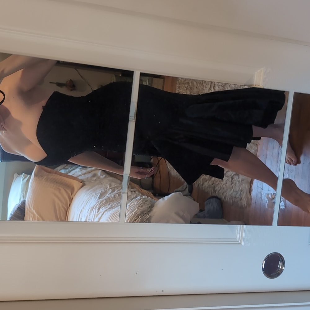 Vintage black lace strapless dress